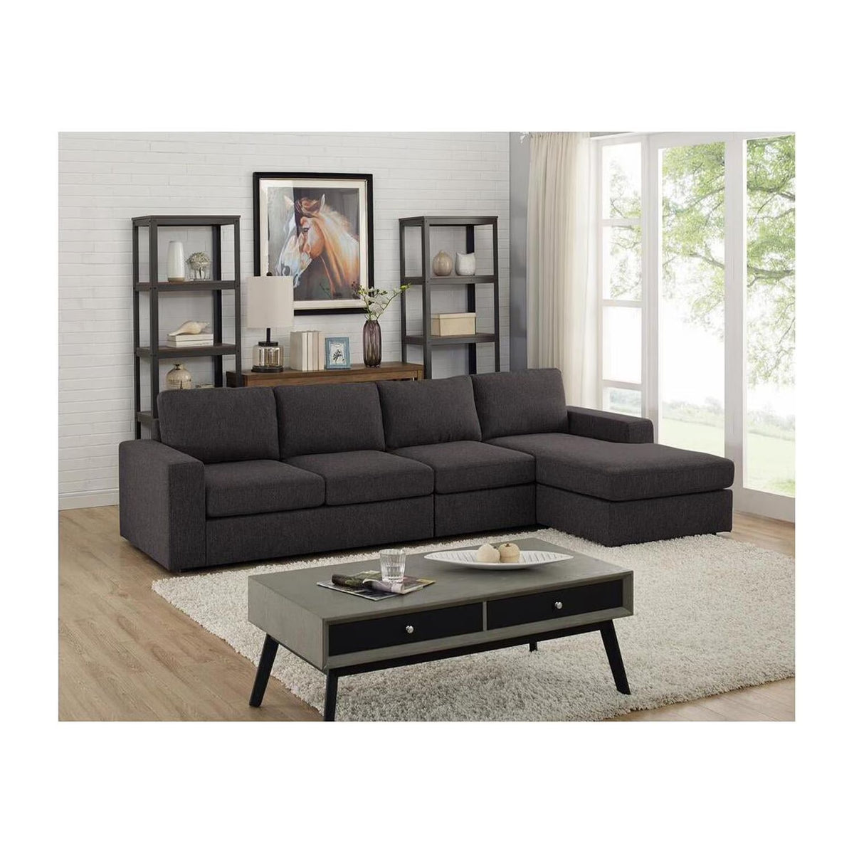 Rustic Revival Sofa With Reversible Chaise K3483