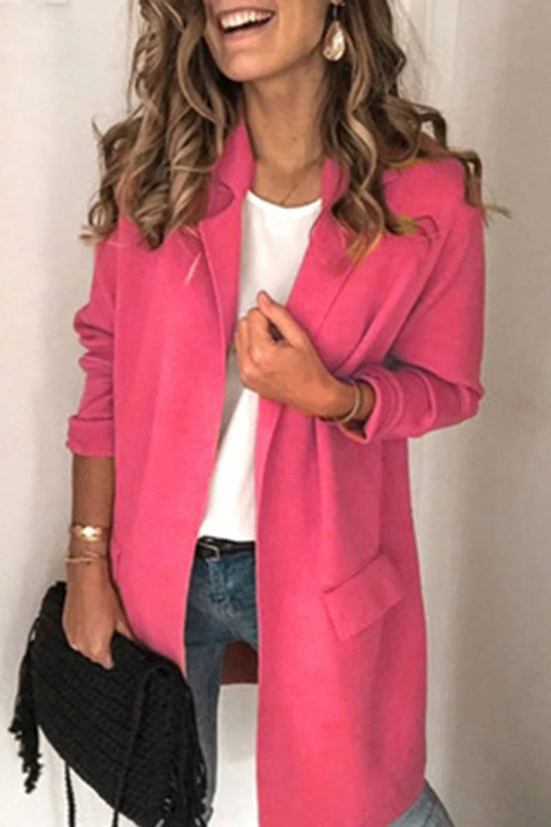 Casual Solid Turn-back Collar Outerwear W813106