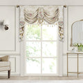 Pearly Beige Jacquard Waterfall Valance with Tassels, W79Inch K19290