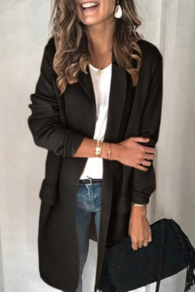 Casual Solid Turn-back Collar Outerwear W813106