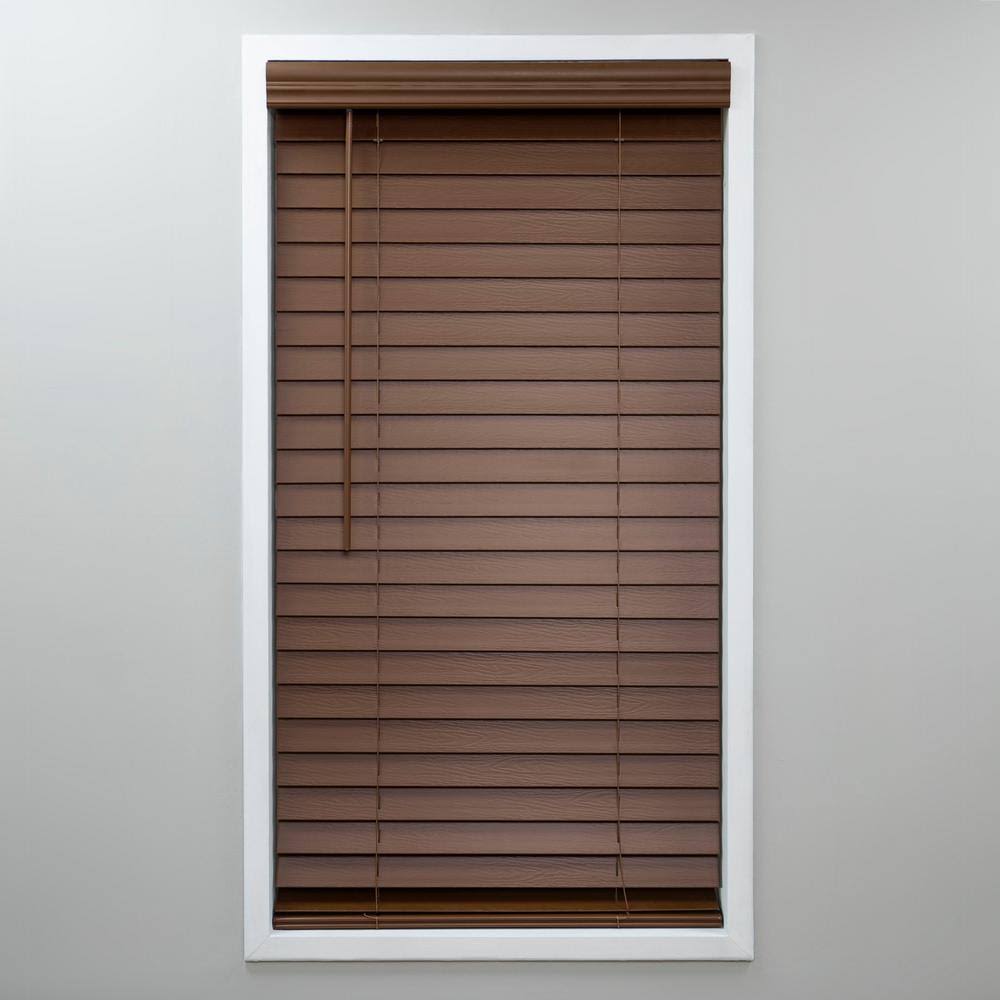 Dark Oak Cordless PVC Faux Wood Blind 59.25 in. W x 48 in. L D12290