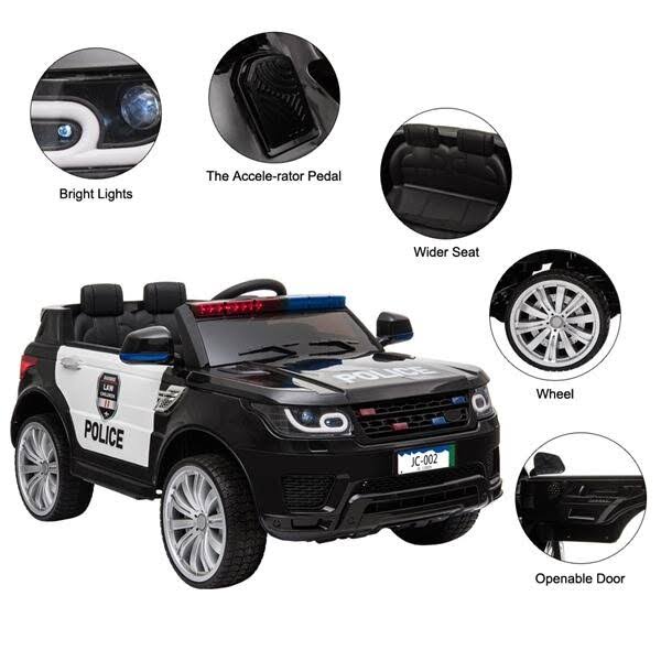 12V Kids Police Ride on Car Electric Cars 2.4G Remote Control LED Flashing Light Y4102