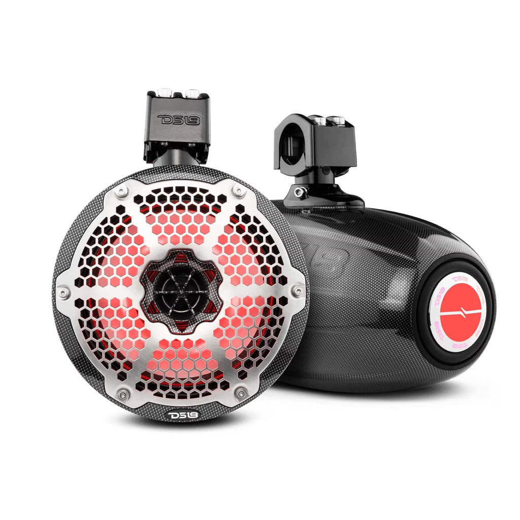 Black Carbon 8" 2-Way Wakeboard Pod Tower Speakers with RGB Lights I726158