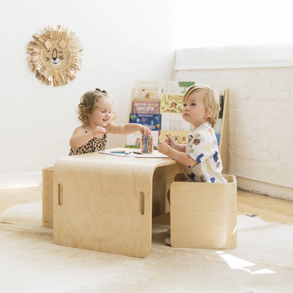 Bentwood Table and Chair Set, Natural, 3-Piece P862575