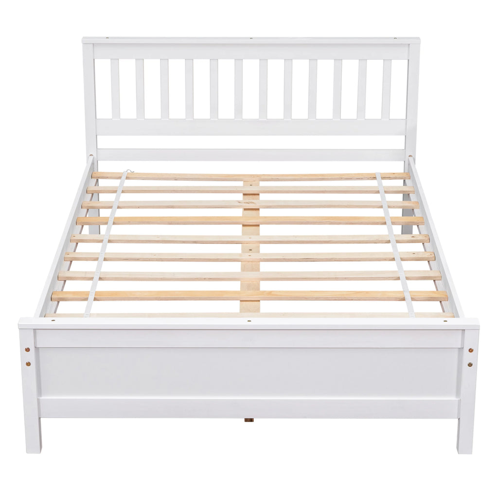 Twin Full Size Pine Wood Platform Bed with Headboard Nightstand and Footboard I7367