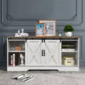 White Farmhouse TV Stand with Sliding Barn Doors and Adjustable Shelves M545701