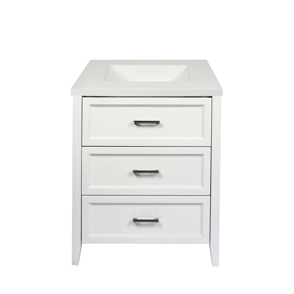 Espresso Bath Vanity with White Cultured Marble Top with Backsplash Z469