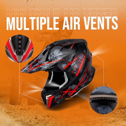 Adult ATV Dirt Bike Helmet Dual Visor with Gloves & Mask Adjustable Sun Visor Motorcycle Helmet Q256209