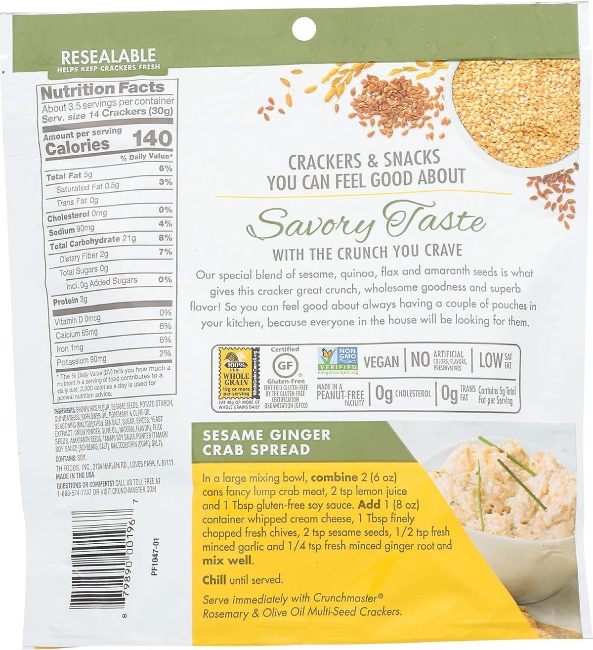 Multi Seed Rosemary Olive Oil Gluten Free Crackers, 4 Ounce H9355