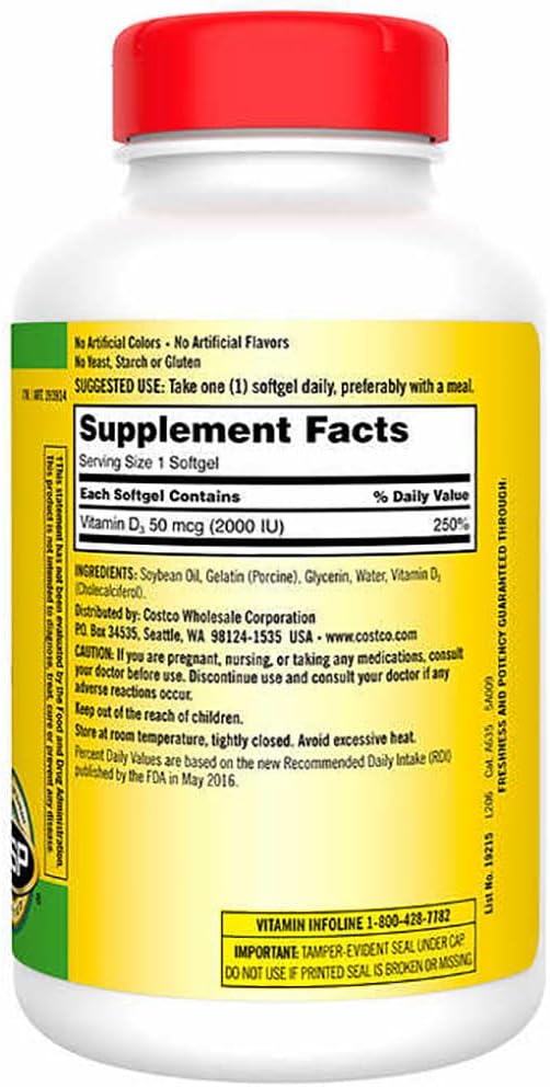 Extra Strength Vitamin D3 2000 IU 600 Softgels (Pack of 2) R611094