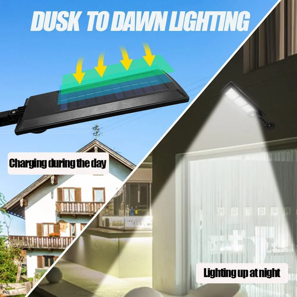 4 Pack Solar Street Lights Outdoor 180 LED Motion Sensor Flood Light with 3 Lighting Modes J21192