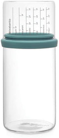 Glass Storage Jar with Measuring Cup, 1L, Mint, 10.4 x 10.4 x 23 cm J658729