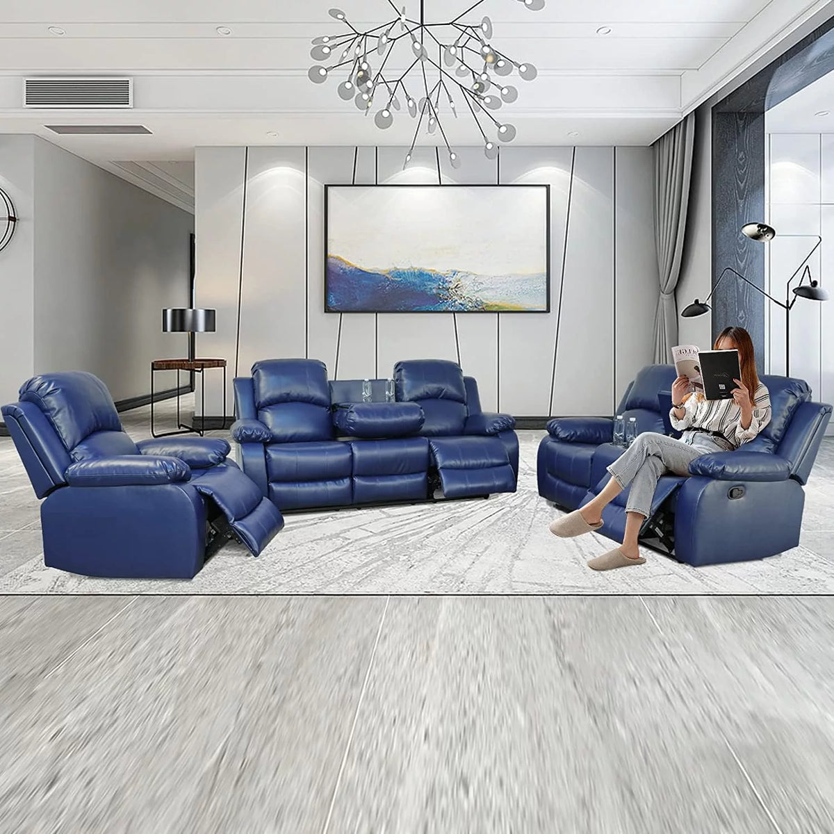 2 Piece Manual Recliner Sofa Couch V724