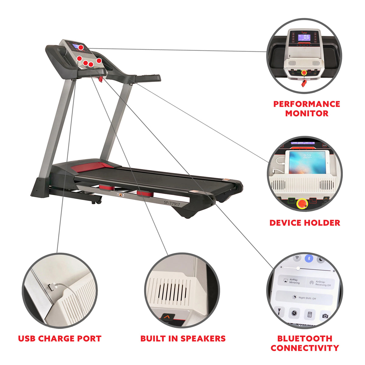 Electric Incline Treadmill with Bluetooth Speakers O8828