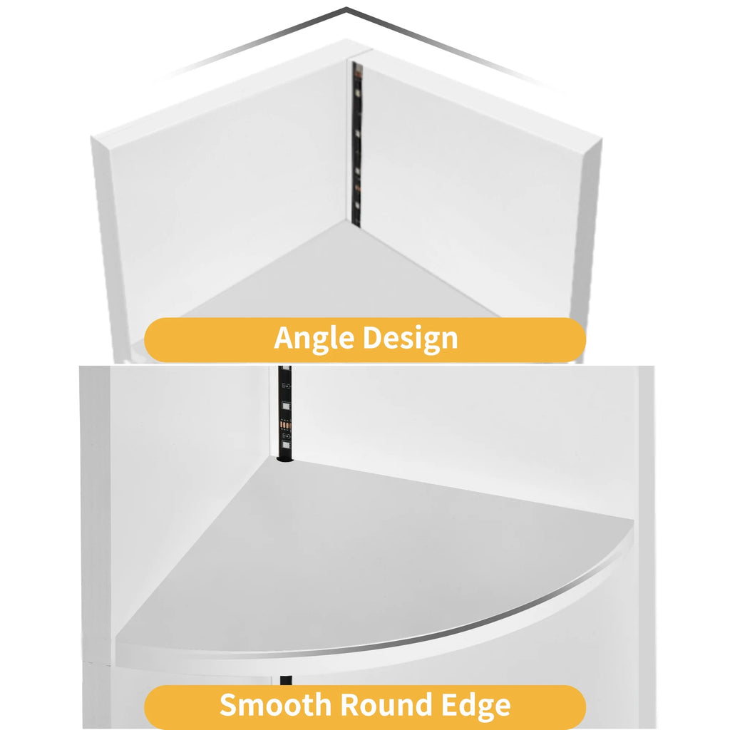 White 5 Tier Corner Shelf with Led Light X62351