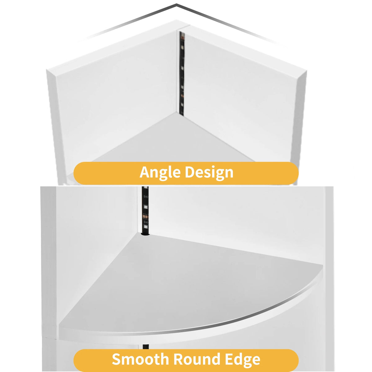 White 5 Tier Corner Shelf with Led Light X62351