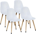 White Plastic Dining Side Chairs Set of 4 A22546