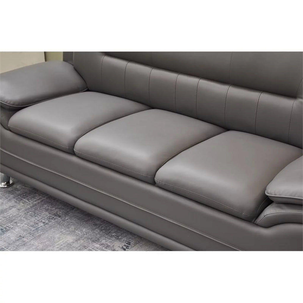 Gray Faux Leather Sofa with Pillow Armrests M86405