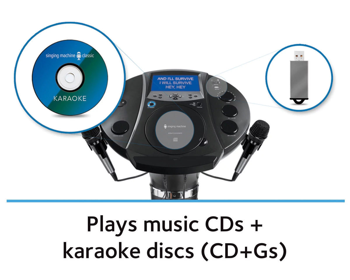 Black Bluetooth Pedestal Karaoke System with Two Microphones F97893
