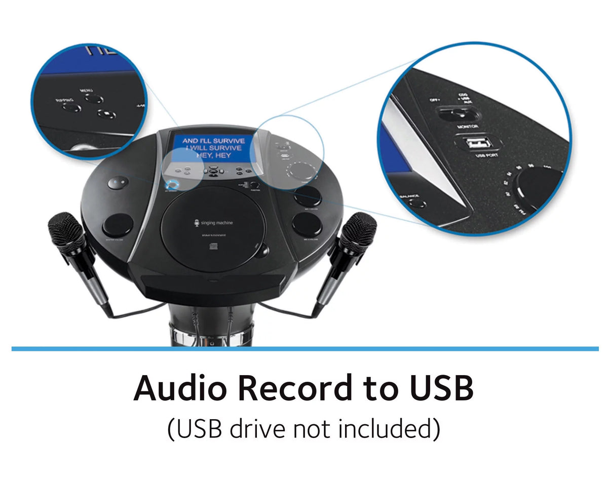 Black Bluetooth Pedestal Karaoke System with Two Microphones F97893