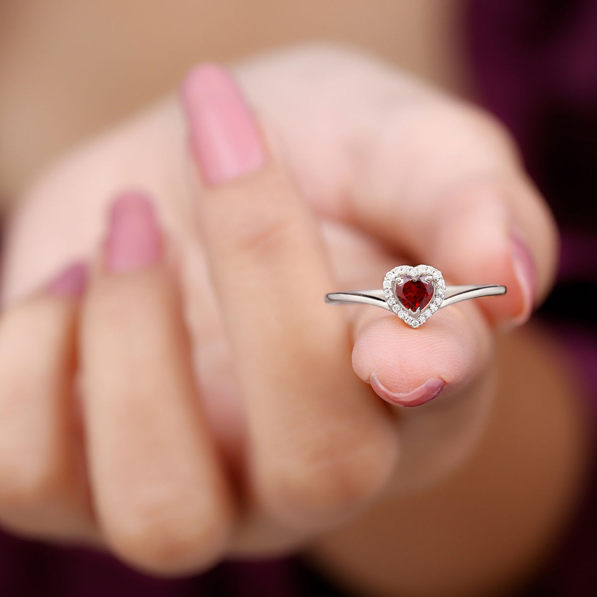 Heart Promise Ring with Diamond Halo, 925 Sterling Silver Y61407