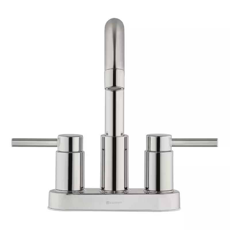 4 in. Centerset Double Handle High-Arc Bathroom Faucet in Polished Nickel E2116