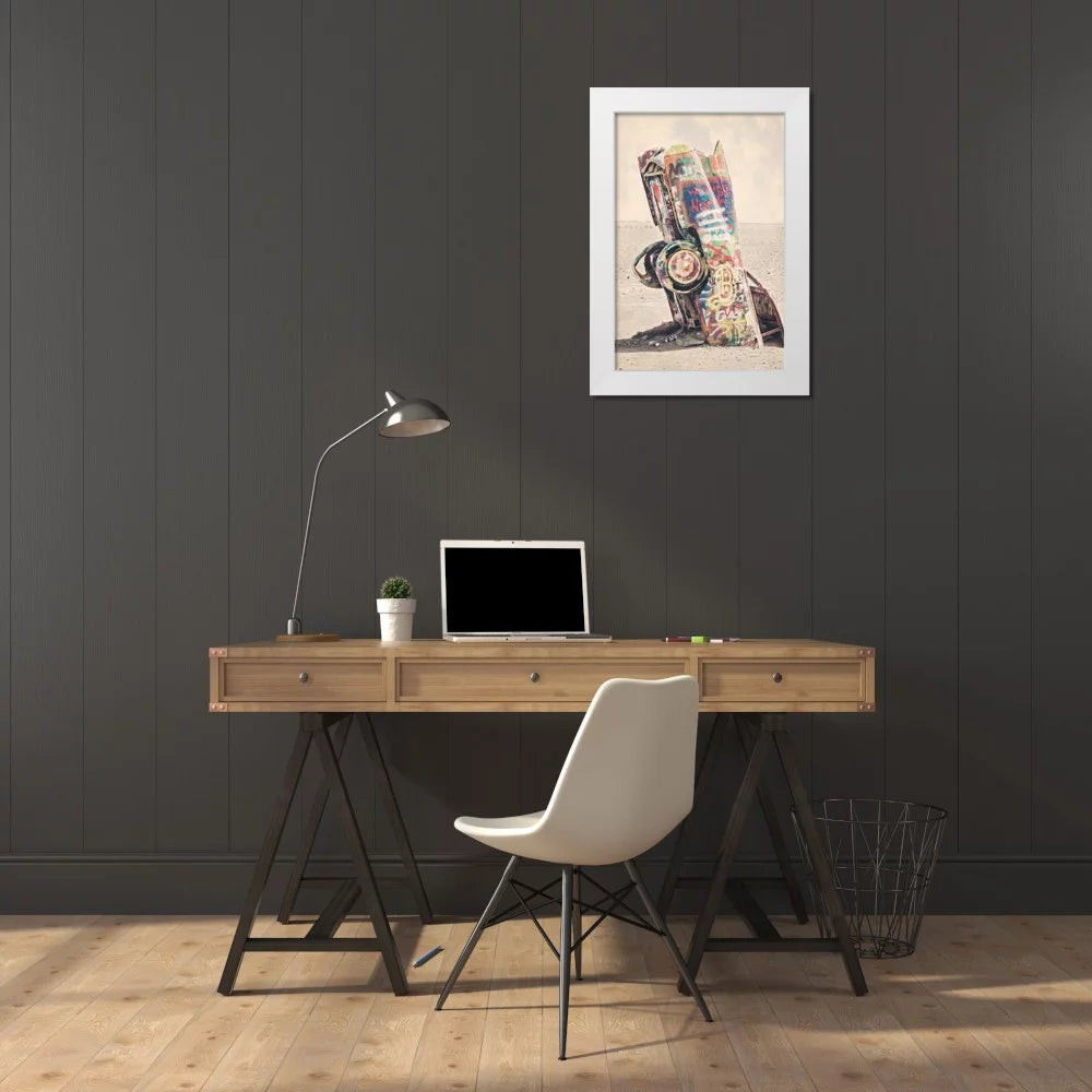 White Modern Wood Framed Art Print I48268