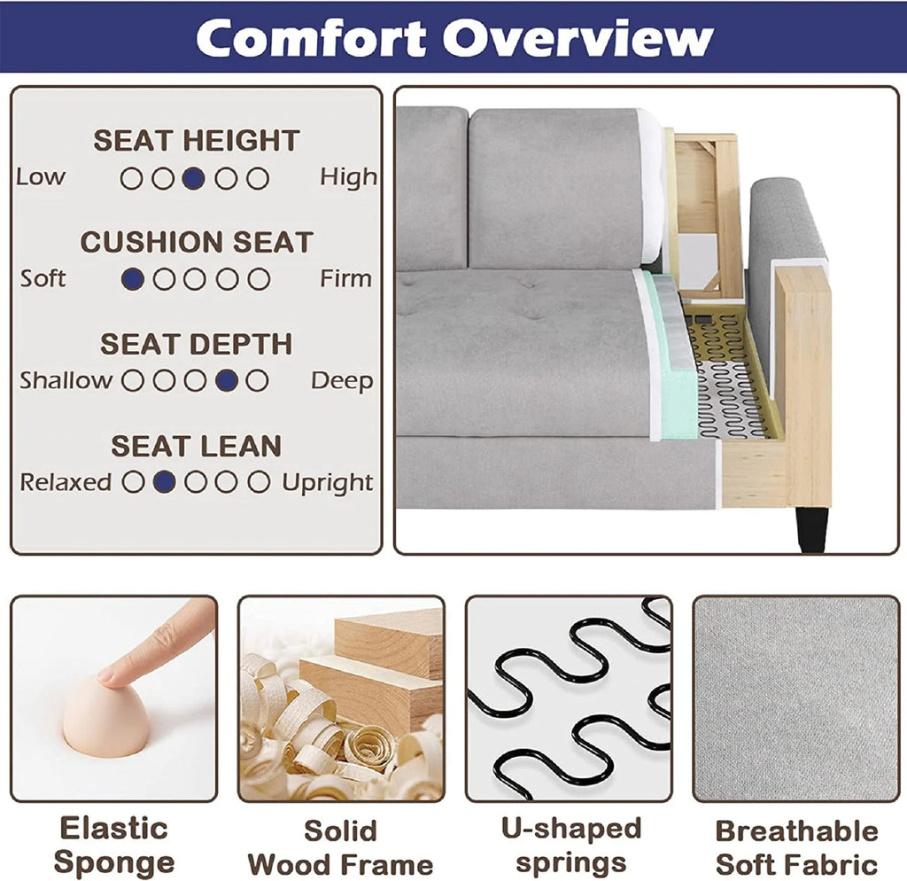 Light Grey Tufted 2 Seater Sofa I941080