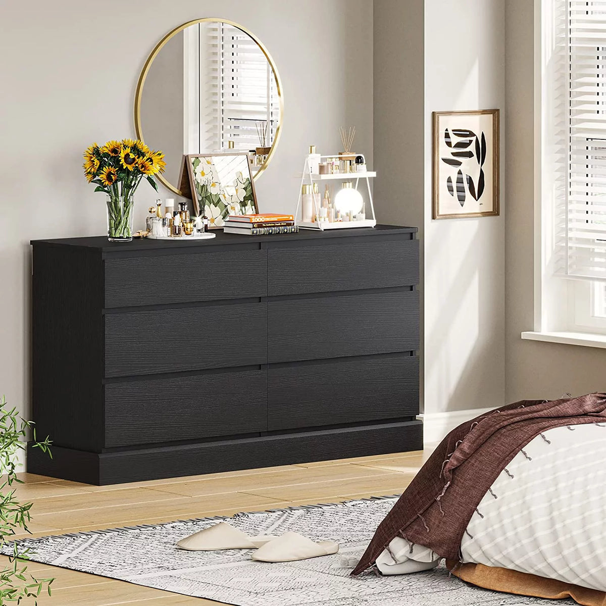 Black 6 Drawer Double Dresser L739531
