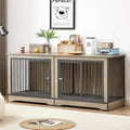 XL Double Large Wooden Dog Crate Furniture with Tray & Partition B5812