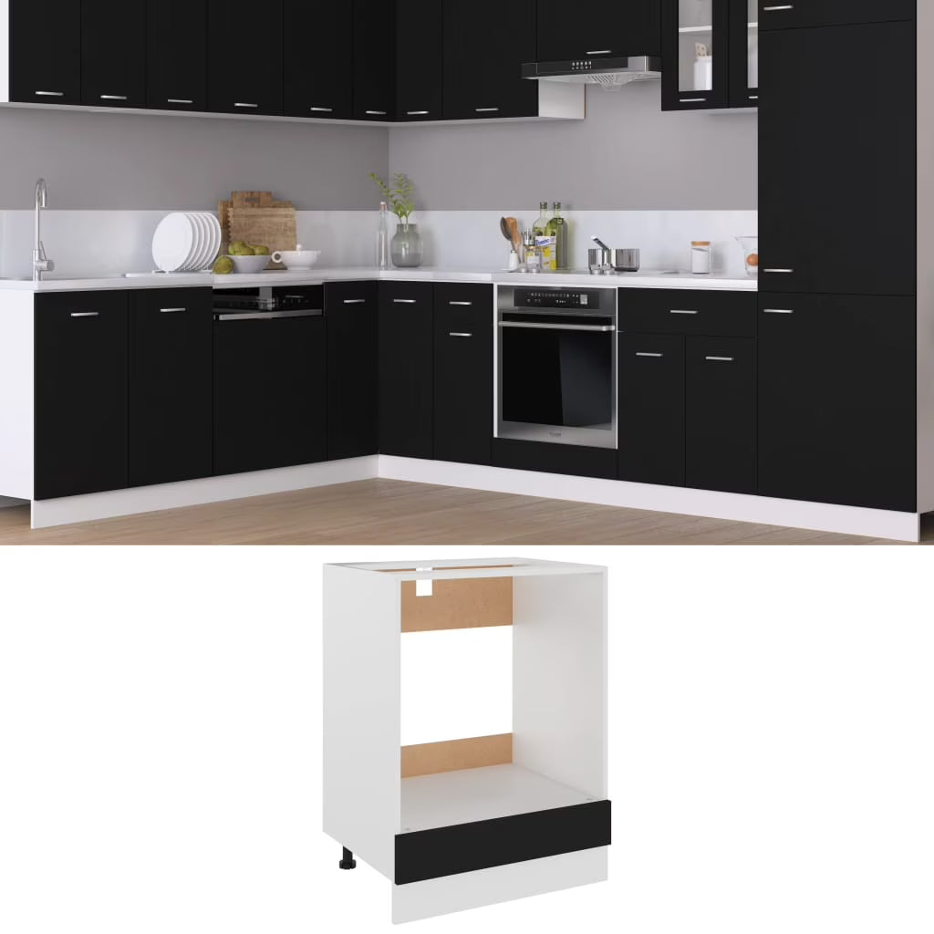 Black Engineered Wood Oven Cabinet E6591