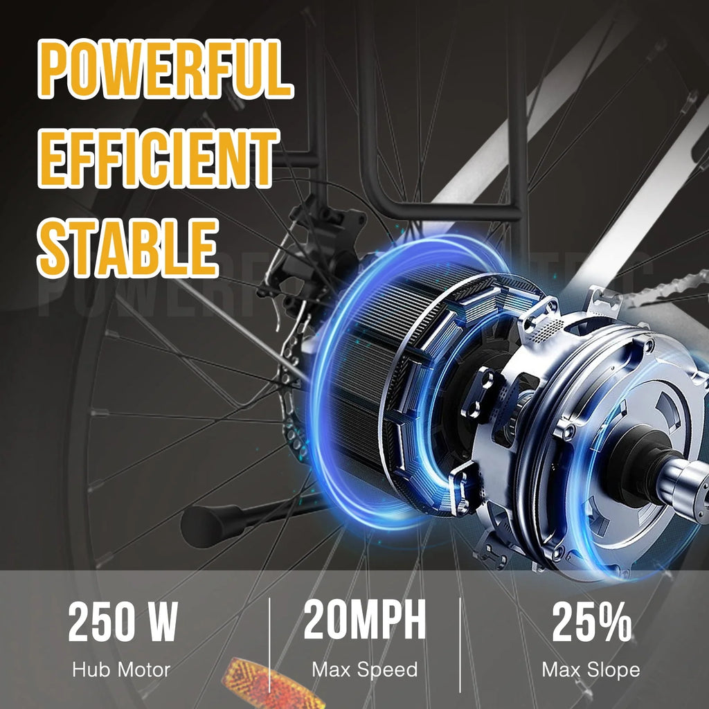 Electric Bike 26 500W Motor Mountain Bike 36V Removable Battery White S518658