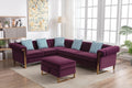 Purple Velvet 6-Seater Sectional Sofa with Storage Ottoman M69380
