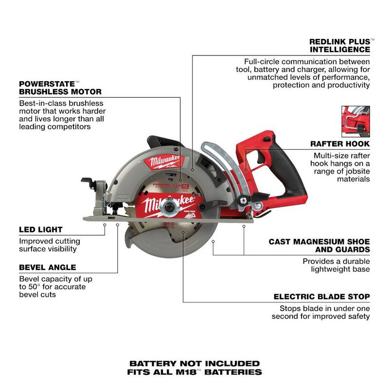 18V Cordless 7-1/4 in. Rear Handle Circular Saw with Two 6 Ah Batteries H369