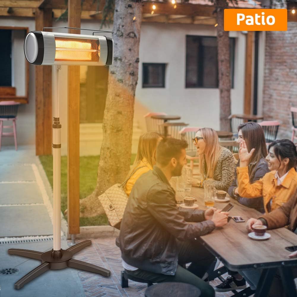 Electric Infrared Patio Heater, Freestanding with Remote Control and 24H Timer H669