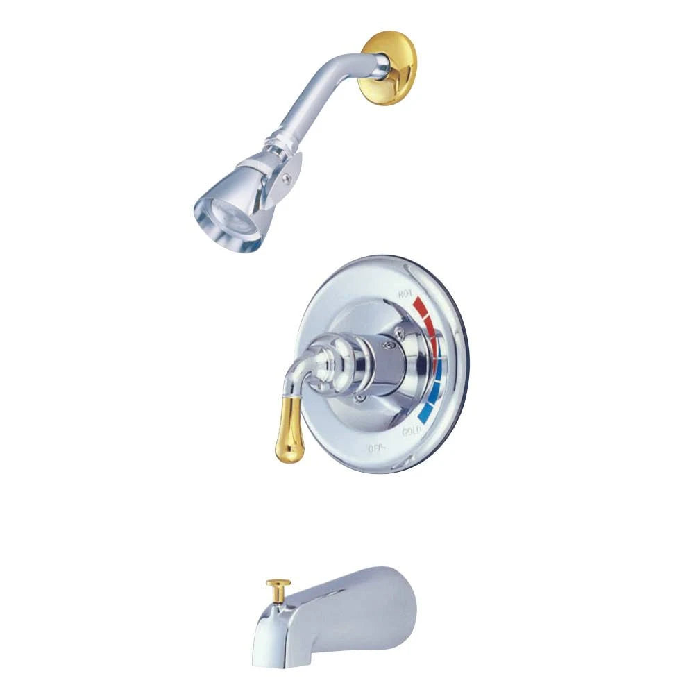 Polished Chrome/Polished Brass Tub and Shower Faucet with Single Handle F39090