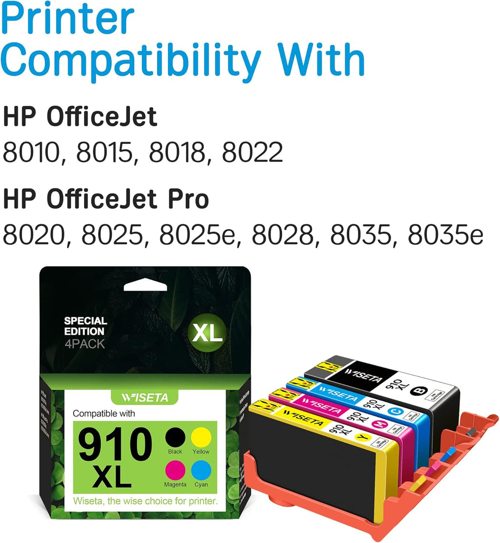 Compatible Ink Cartridge Combo Pack for HP 910 XL OfficeJet Pro Printers, Black Cyan Magenta Yellow, Pack of 2 D53732
