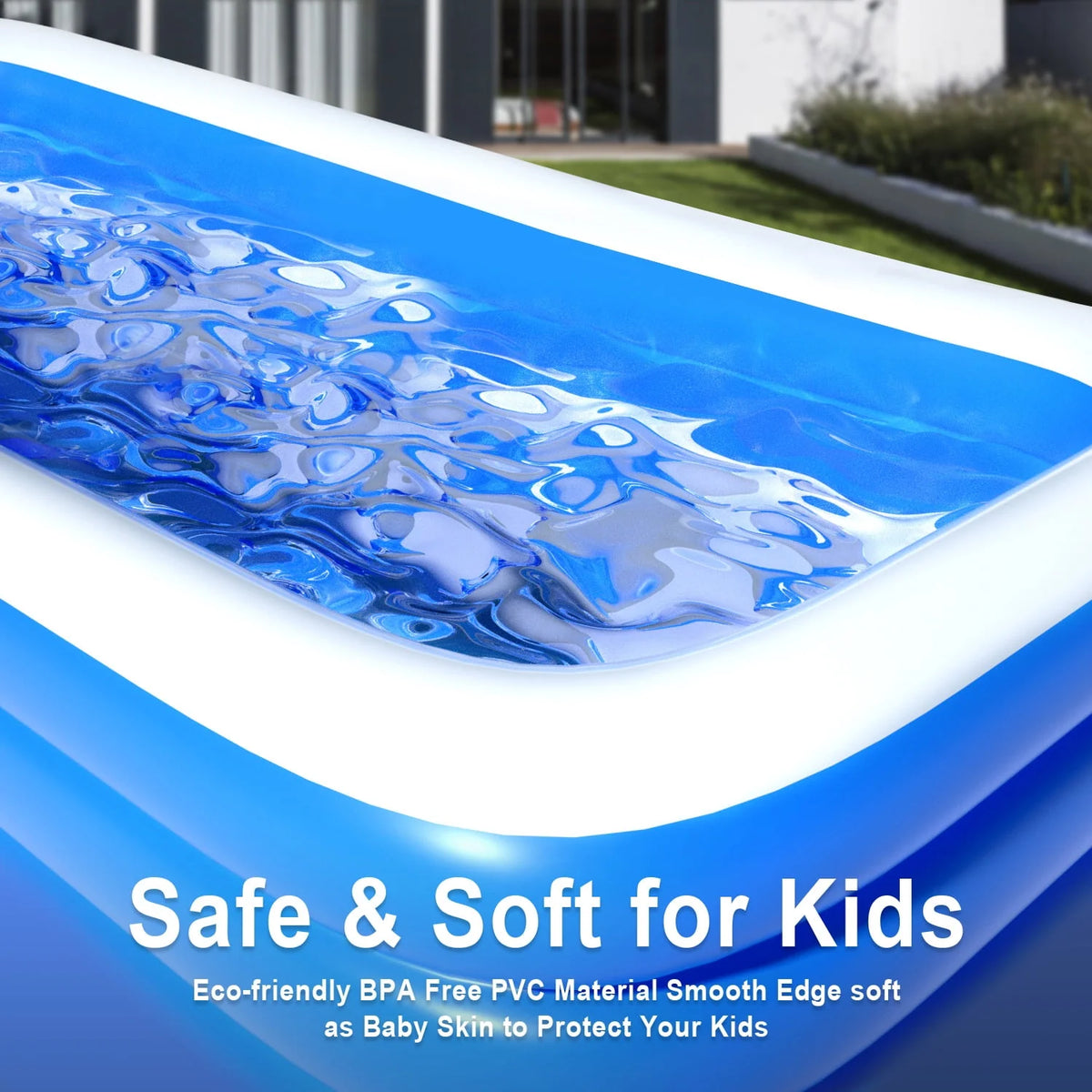 Inflatable Kiddie Pool 71 x 51 x 24 Rectangle Swimming Pool L957957