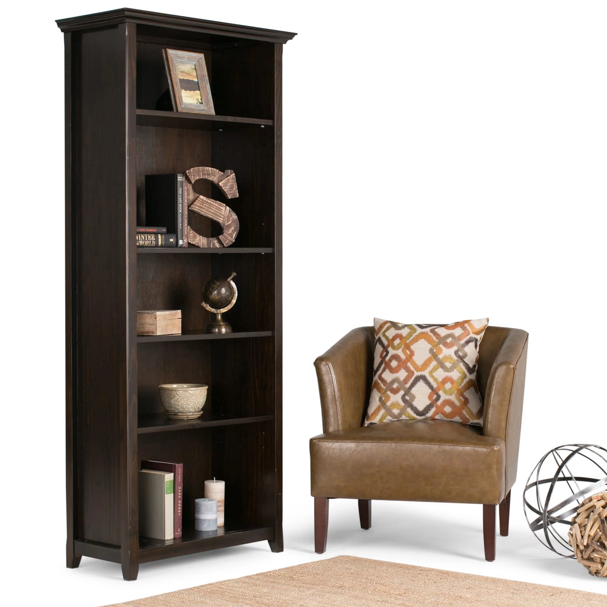 Solid Wood 5-shelf Bookcase J96315
