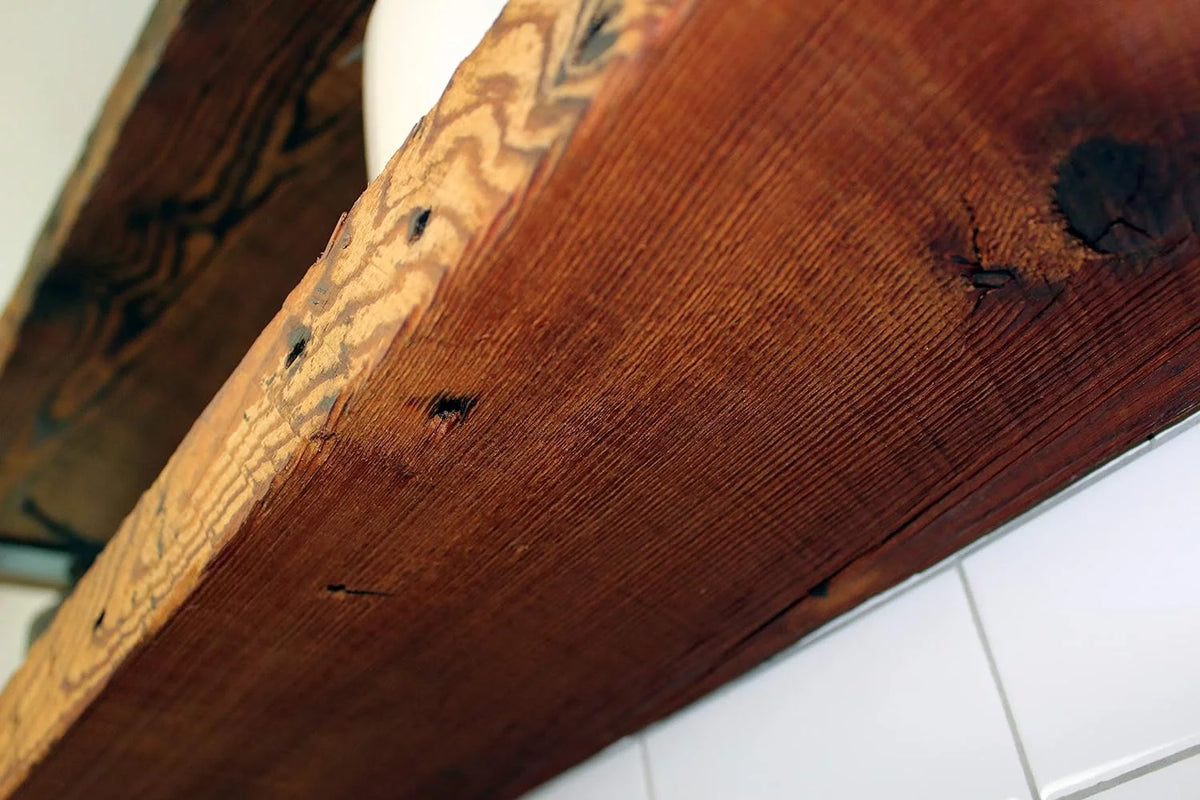 Reclaimed Wood Mantel Shelf with Steel Angle Brackets B14958
