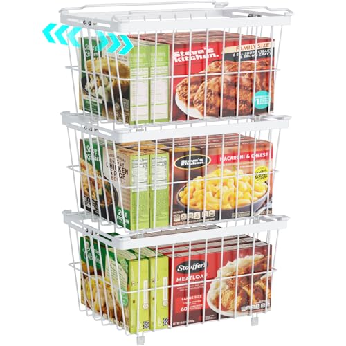 3 Pack Adjustable Black Freezer Organizer Bins W1670