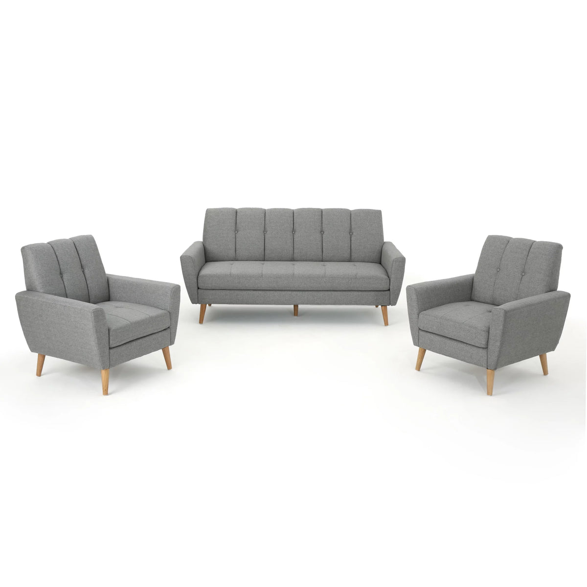 Gray Fabric Tufted Sofa Chat Set J987201