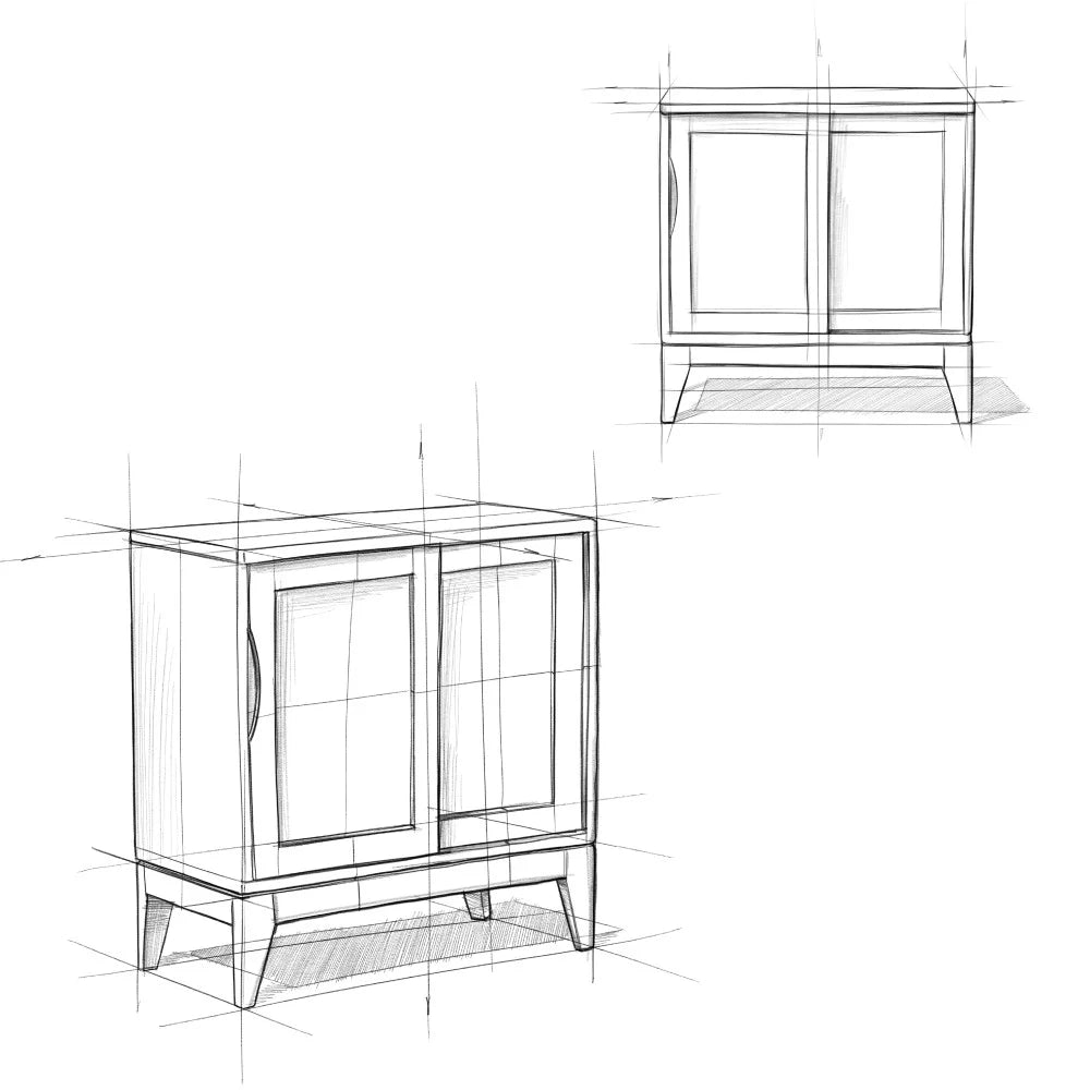 30 inch Wide Low Storage Cabinet in Teak Brown K307