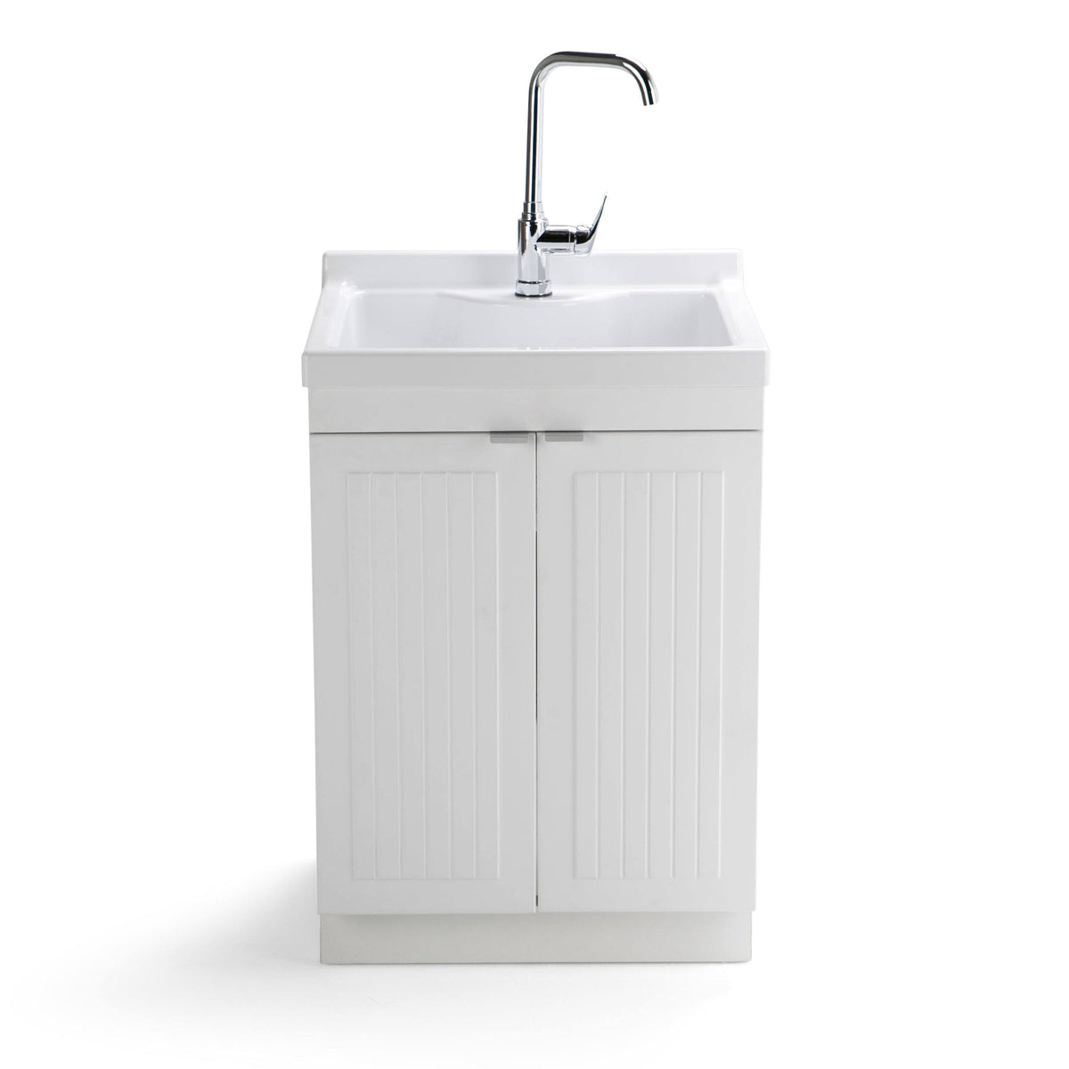 24 inch Laundry Cabinet with Faucet and ABS Sink (Pure White) X735010