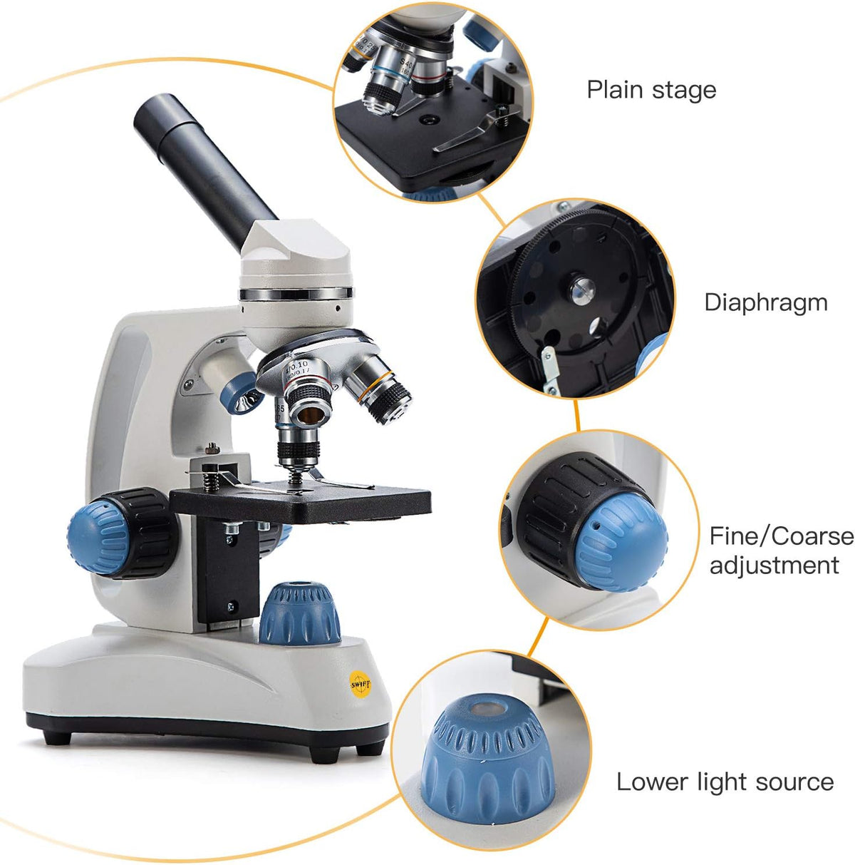 Compound Student Microscope, 40X-1000X, Monocular Head J24667