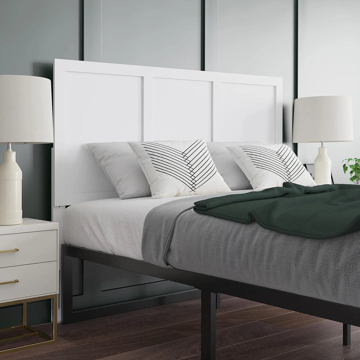 White Wooden Adjustable Headboard Z8025