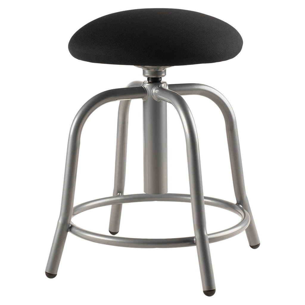 Designer Stool, Fabric Padded Black Seat, Grey Frame N489852