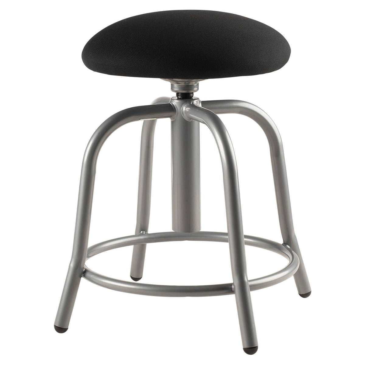 Designer Stool, Fabric Padded Black Seat, Grey Frame N489852