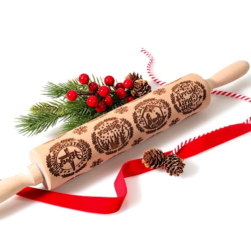 17" Wooden Rolling Pin with Cleaning Brush D57890