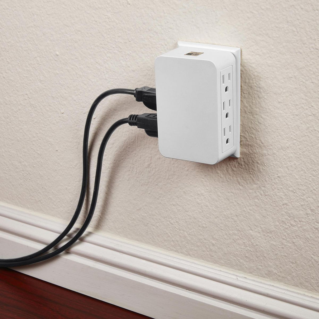 6 Outlet 3-Prong Side Entry Tap White H4978